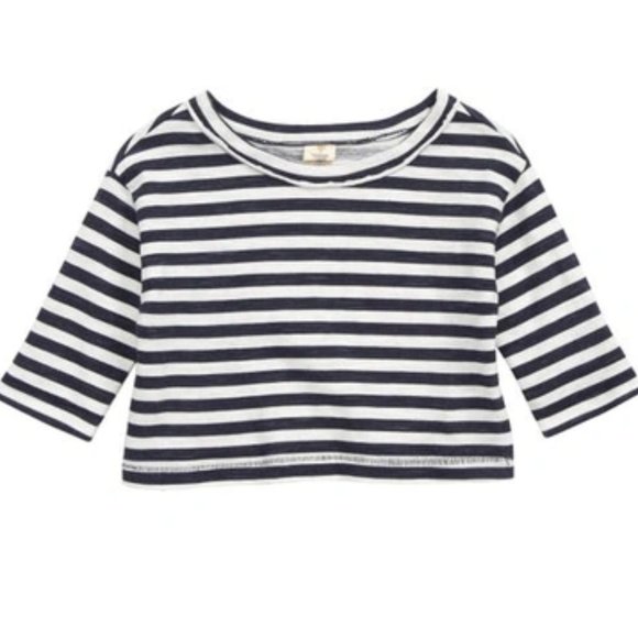 Tucker + Tate Babies' Long Sleeve T-shirt In Navy Charcoal-Ivory Stripe 9M NWT - Picture 1 of 6